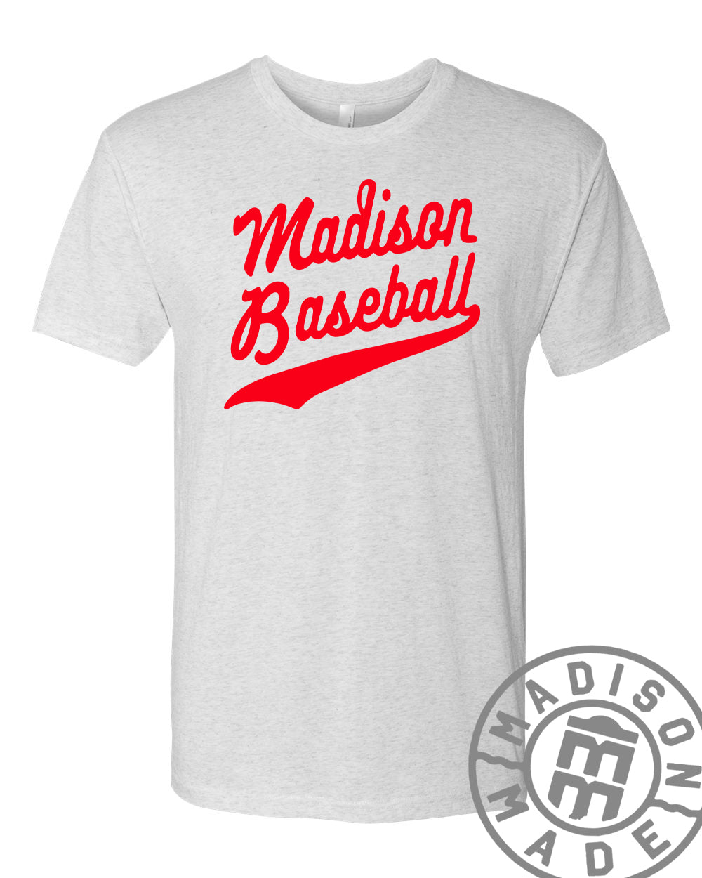 Madison Baseball Script Tee (heather white)