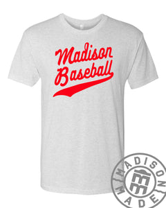 Madison Baseball Script Tee (heather white)