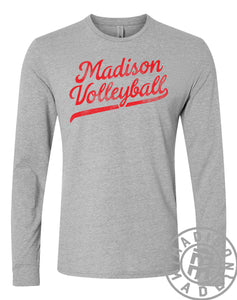 Madison Lady Bears Volleyball Script Long Sleeve (Gray)