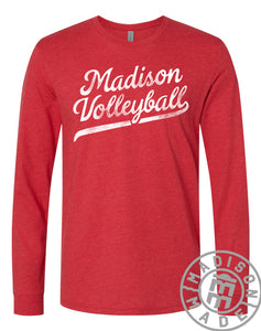 Madison Lady Bears Volleyball Script Long Sleeve (Red)