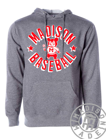Madison Baseball Retro Cub Gray Hoodie