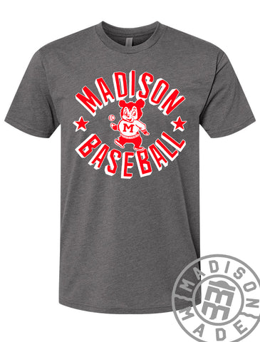 Madison Baseball Retro Cub Gray Tee