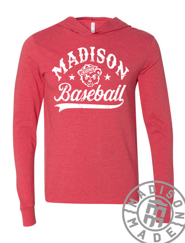 Madison Baseball Vintage Red Hooded Tee