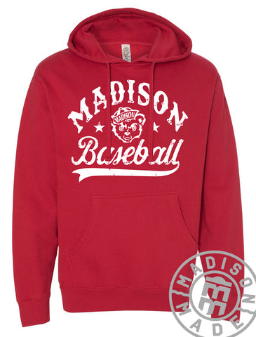 Madison Baseball Vintage Red Hoodie