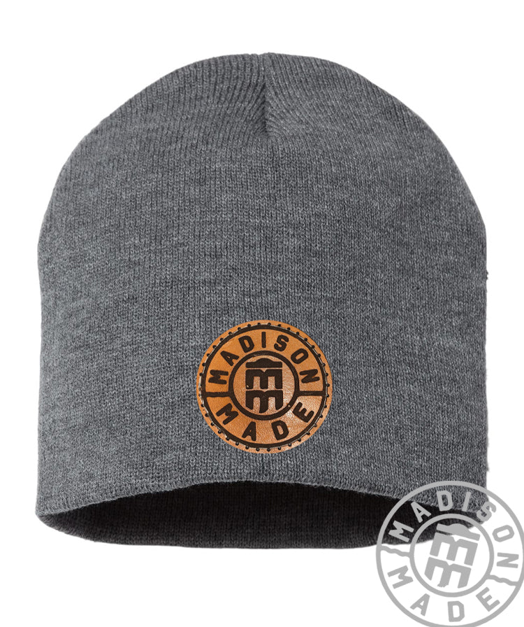 Madison Made Leather Patch Beanie